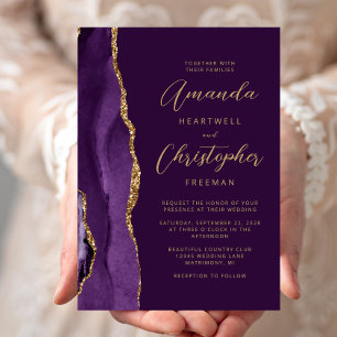 Invitation Mariage Moderne en Écriture Manuscrite avec Agate