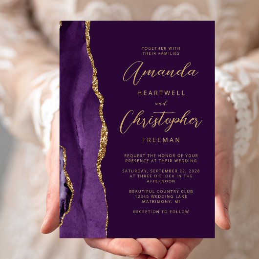 Invitation Mariage Moderne en Écriture Manuscrite avec Agate