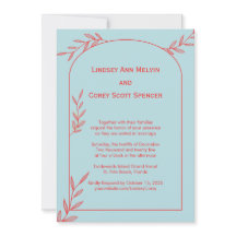 Mariage moderne en feuille de corail et bleu clair