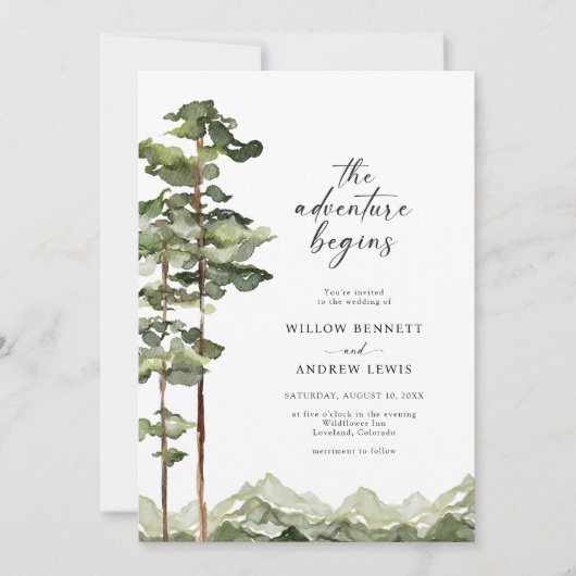 Invitation Mariage Moderne en Forêt (Devant)