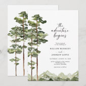 Invitation Mariage Moderne en Forêt (Devant / Derrière)