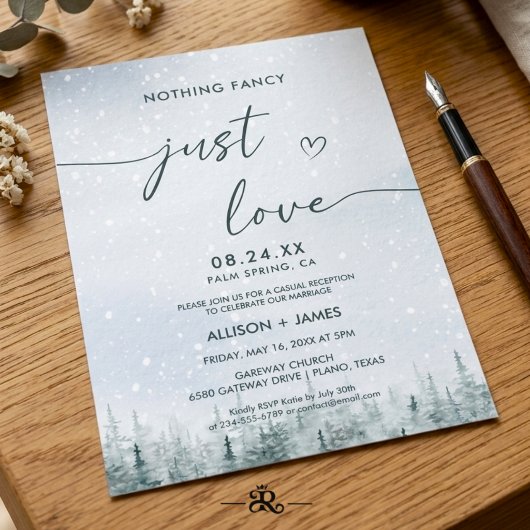 Invitation Mariage Moderne en Forêt d'Hiver