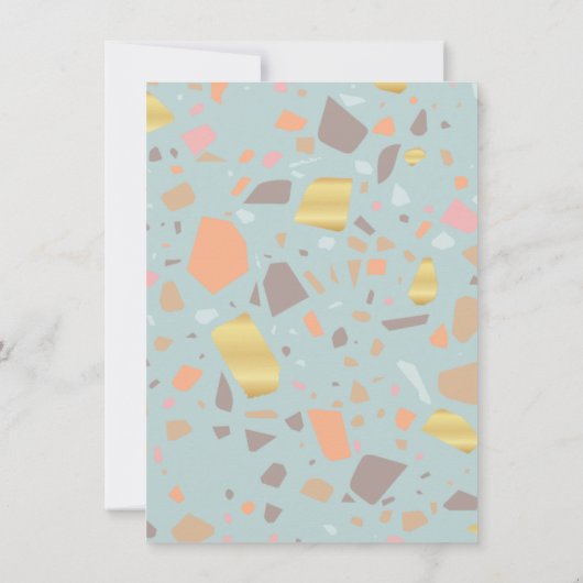 Invitation Mariage moderne en laiton Terrazzo (Dos)