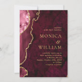 Invitation Mariage Moderne en Marbre d'Agate Bourguignonne Do (Devant)