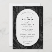 Invitation Mariage moderne en marbre noir (Devant)
