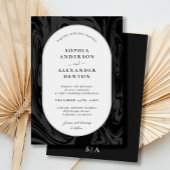 Invitation Mariage moderne en marbre noir