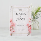 Invitation Mariage Moderne en Marbre Rose  (Debout devant)