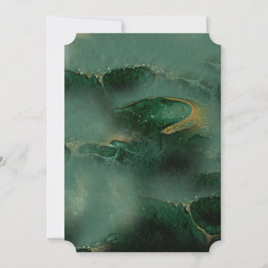 Invitation Mariage moderne en marbre vert (Dos)