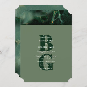 Invitation Mariage moderne en marbre vert