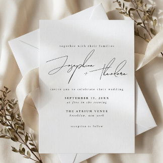 Invitation Mariage Moderne en Noir et Blanc avec Écriture Géa