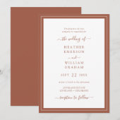 Invitation Mariage Moderne en Terracotta (Devant / Derrière)