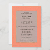 Invitation Mariage moderne en terre cuite brun or classe (Devant)