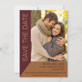 Invitation Mariage moderne Enregistrer Date Photo Bourgogne R (Devant)