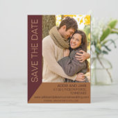 Invitation Mariage moderne Enregistrer Date Photo Bourgogne R (Debout devant)