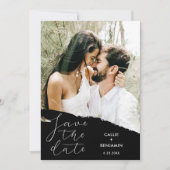 Invitation Mariage moderne Enregistrer la date Photo & Brushs (Devant)