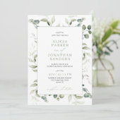 Invitation Mariage moderne et classe eucalyptus vert (Debout devant)
