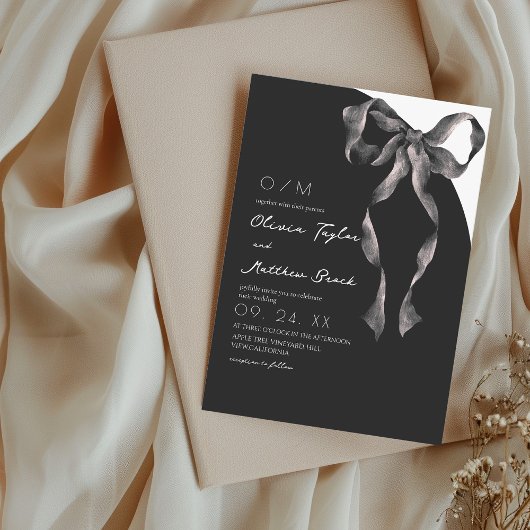 Invitation Mariage Moderne et Classique à Ruban Noir