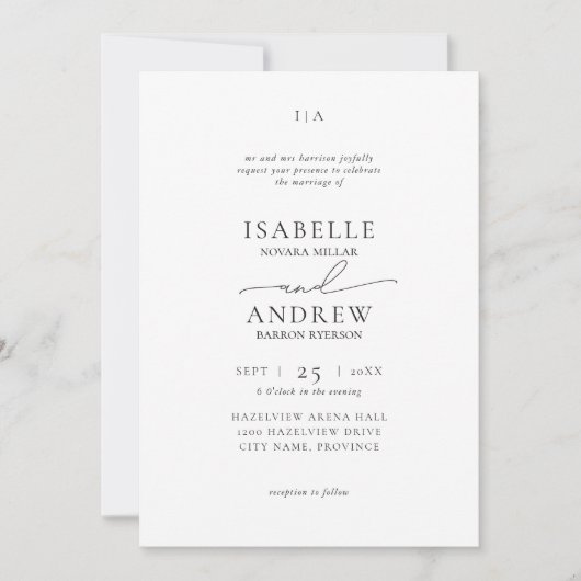 Invitation Mariage Moderne et Élégant (Devant)