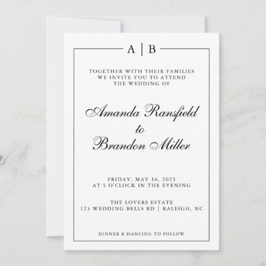 Invitation Mariage moderne et élégant (Devant)