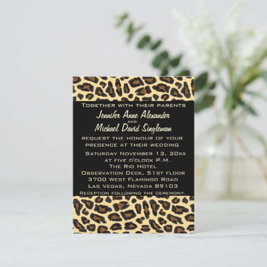 Invitation Mariage moderne et réception Leopard (Debout devant)
