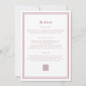 Invitation Mariage moderne et RSVP QR Code Détails Dusty Rose (Dos)