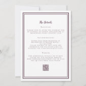 Invitation Mariage moderne et RSVP QR Code Détails Violet (Dos)
