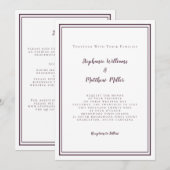 Invitation Mariage moderne et RSVP QR Code Détails Violet (Devant / Derrière)