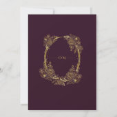 Invitation Mariage moderne et simple Burgundy Gold Florals (Dos)