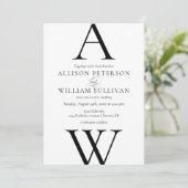 Invitation Mariage Moderne et Simple Noir et Blanc (Debout devant)