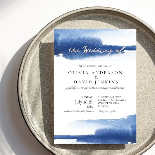 Invitation Mariage moderne été Blue Ocean Beach Mariage