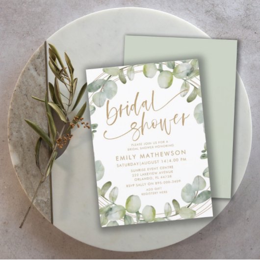 Invitation Mariage Moderne Eucalyptus Vert Sauge
