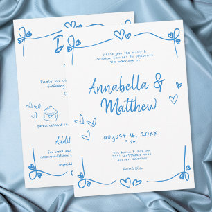 Invitation Mariage Moderne Fantaisiste avec Cœur Dessiné à la