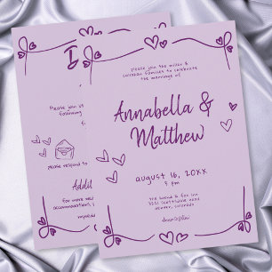 Invitation Mariage Moderne Fantaisiste avec Cœur Dessiné à la