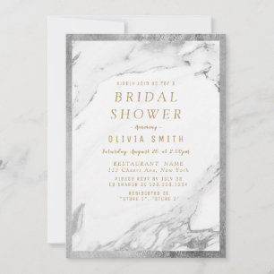 Invitation Mariage moderne fausse argent doré marbre enterrem