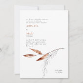 Invitation Mariage Moderne Feuillage Blanc & Terracotta (Devant)