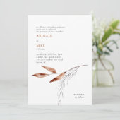 Invitation Mariage Moderne Feuillage Blanc & Terracotta (Debout devant)