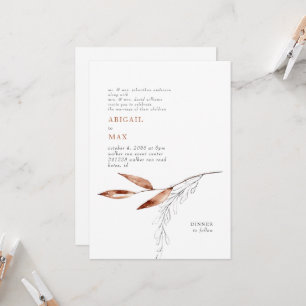 Invitation Mariage Moderne Feuillage Parents Blanc/Terre Cuit