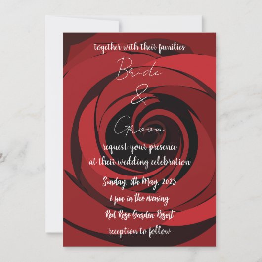 Invitation Mariage Moderne Fleur de Rose Rouge (Devant)