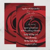 Invitation Mariage Moderne Fleur de Rose Rouge (Devant / Derrière)