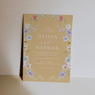 Invitation Mariage Moderne Fleurs Sauvages Soleil Vibrant