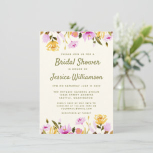 Invitation Mariage Moderne Floral à l'Aquarelle en Été