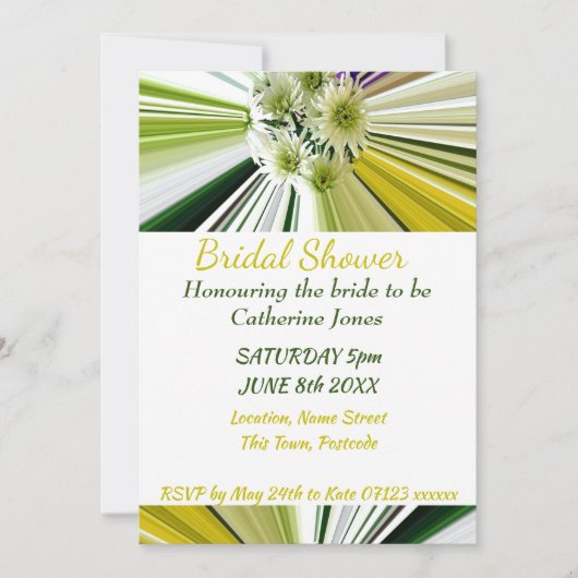 Invitation Mariage Moderne Floral Blanc et Vert (Devant)