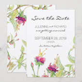 Invitation Mariage Moderne Floral Bohème, Enregistrez la Date (Devant / Derrière)