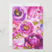 Invitation Mariage Moderne Floral Or Rose Violet Pastel (Dos)