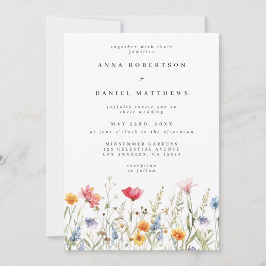 Invitation Mariage moderne Floral QR Code (Devant)
