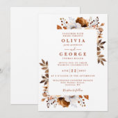 Invitation Mariage Moderne Floral Terracotta Rustique (Devant / Derrière)