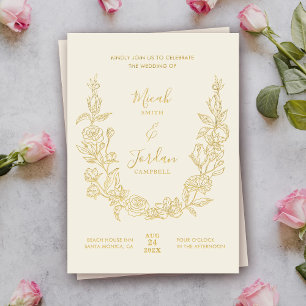 Invitation Mariage moderne Foil Avec Couronne Flor
