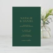Invitation Mariage moderne Forest Green & Gold Chic (Debout devant)