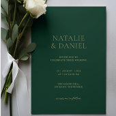 Invitation Mariage moderne Forest Green & Gold Chic