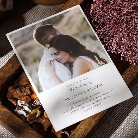 Invitation Mariage Moderne Formel Classique Photo
